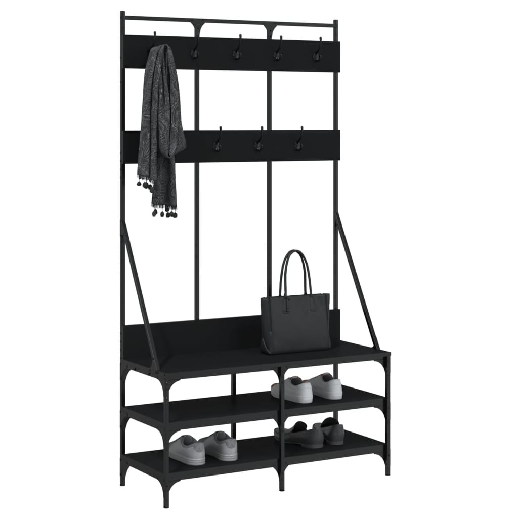 Klesstativ Med Skooppbevaring Svart 100X40X184 Cm