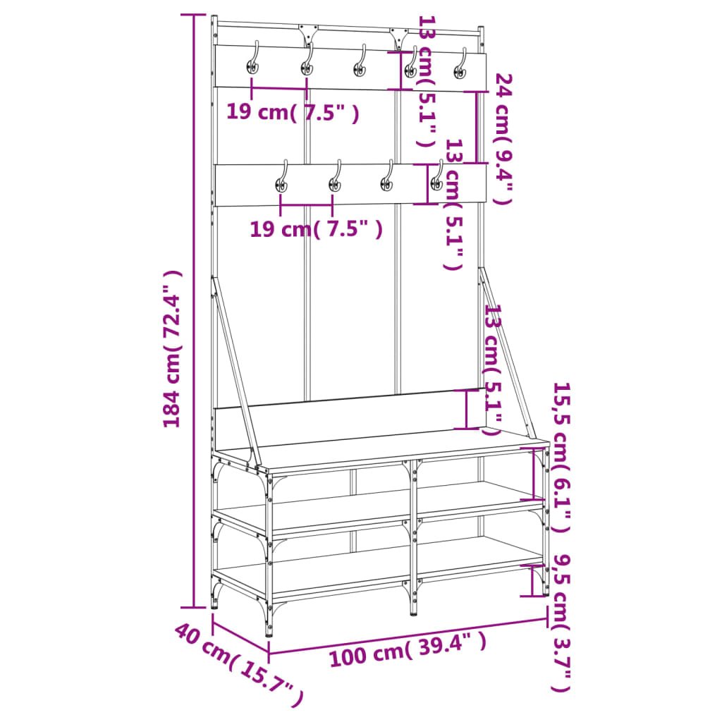 Klesstativ Med Skooppbevaring Svart 100X40X184 Cm