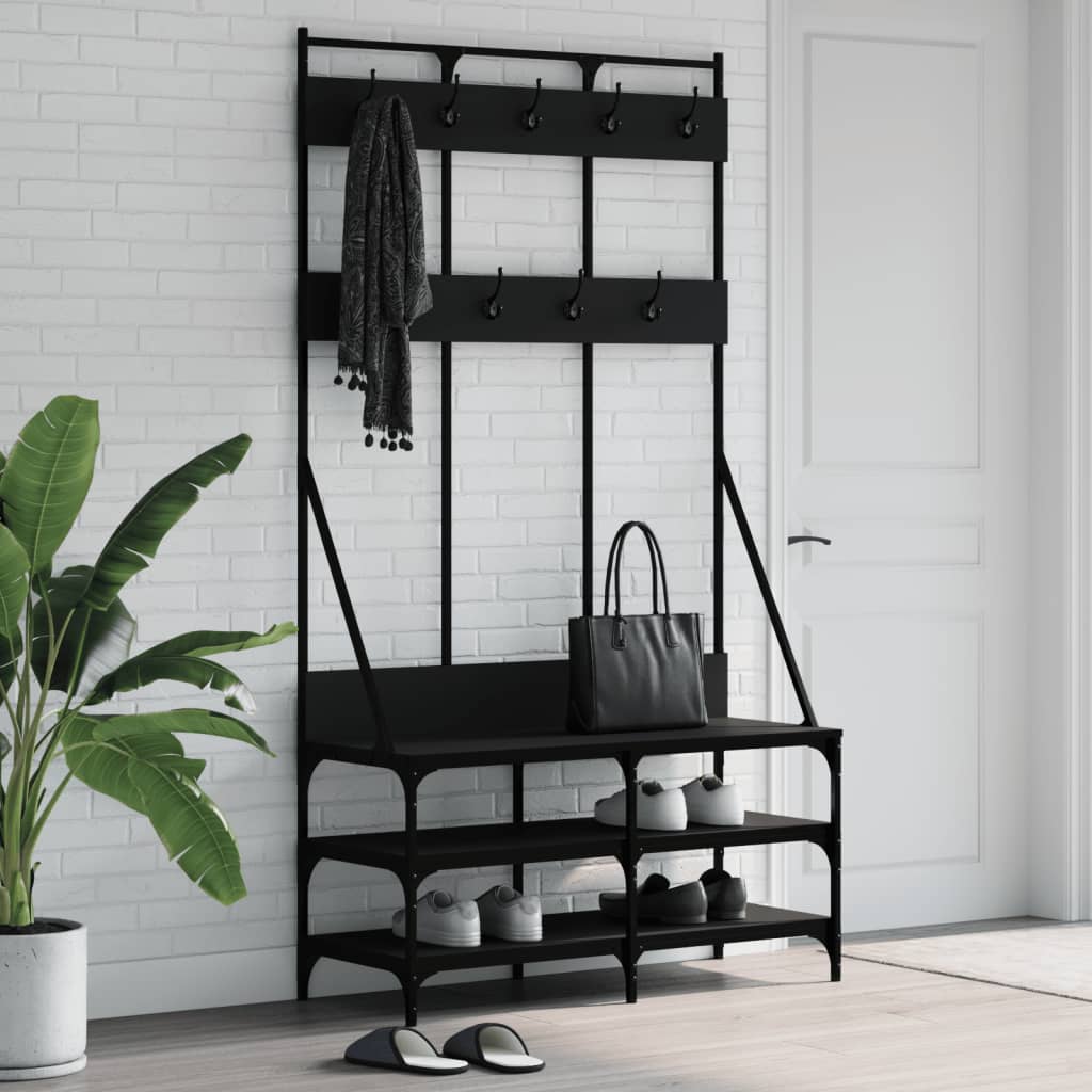 Klesstativ Med Skooppbevaring Svart 100X40X184 Cm