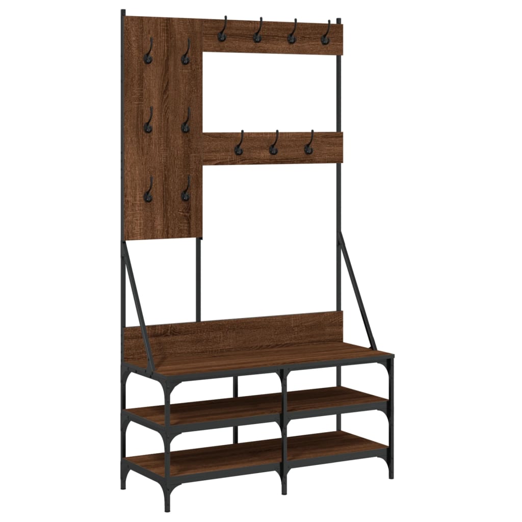 Klesstativ Med Skooppbevaring Brun Eik 100X40X184 Cm