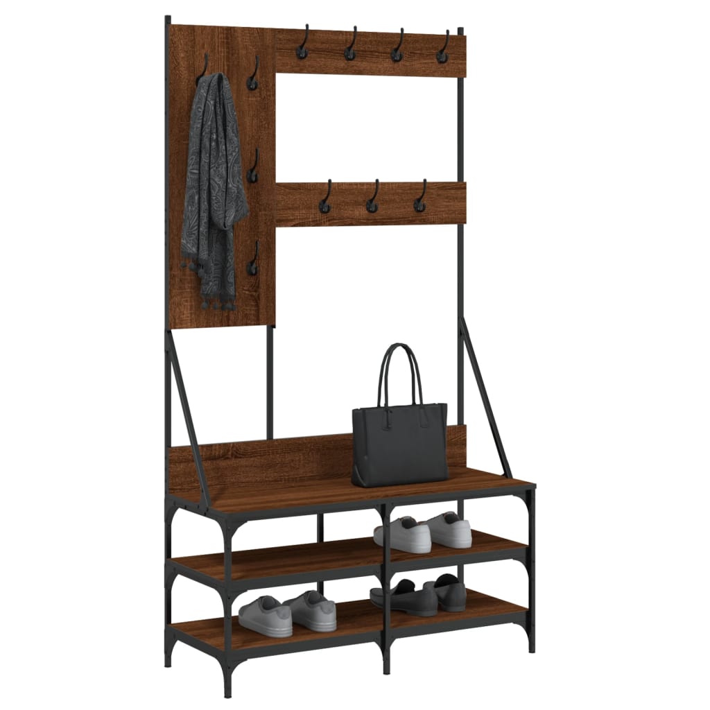 Klesstativ Med Skooppbevaring Brun Eik 100X40X184 Cm