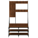 Klesstativ Med Skooppbevaring Brun Eik 100X40X184 Cm