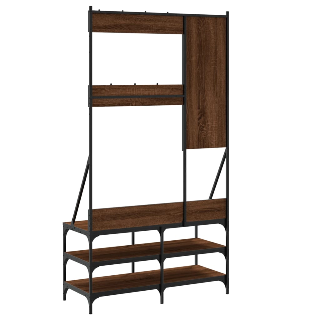 Klesstativ Med Skooppbevaring Brun Eik 100X40X184 Cm