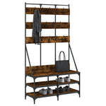 Klesstativ Med Skooppbevaring Røkt Eik 100X40X184 Cm