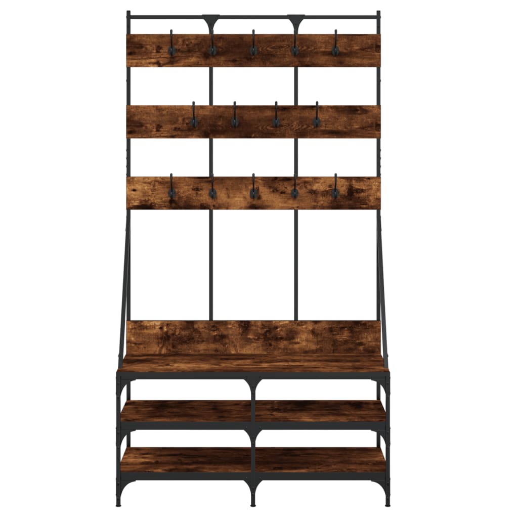 Klesstativ Med Skooppbevaring Røkt Eik 100X40X184 Cm