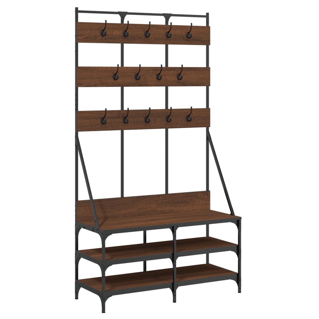 Klesstativ Med Skooppbevaring Brun Eik 100X40X184 Cm