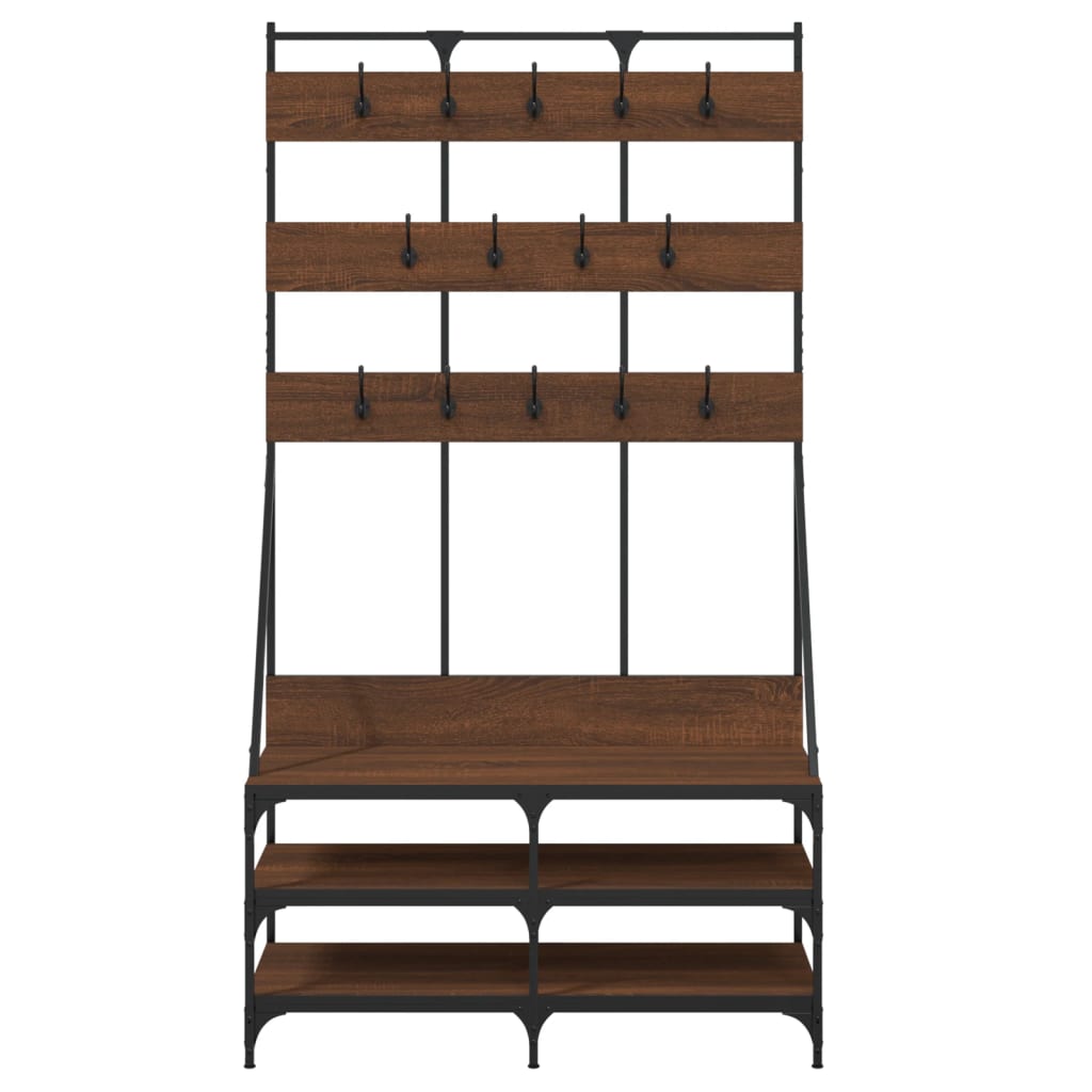 Klesstativ Med Skooppbevaring Brun Eik 100X40X184 Cm