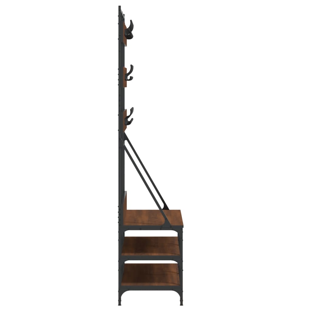 Klesstativ Med Skooppbevaring Brun Eik 100X40X184 Cm