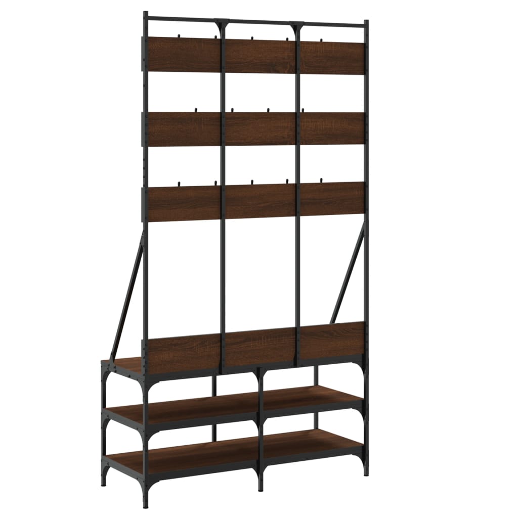 Klesstativ Med Skooppbevaring Brun Eik 100X40X184 Cm
