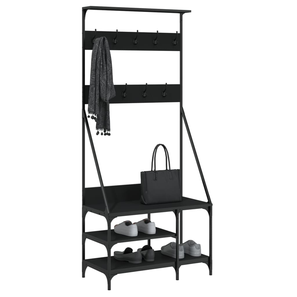 Klesstativ Med Skooppbevaring Svart 80X40X184 Cm