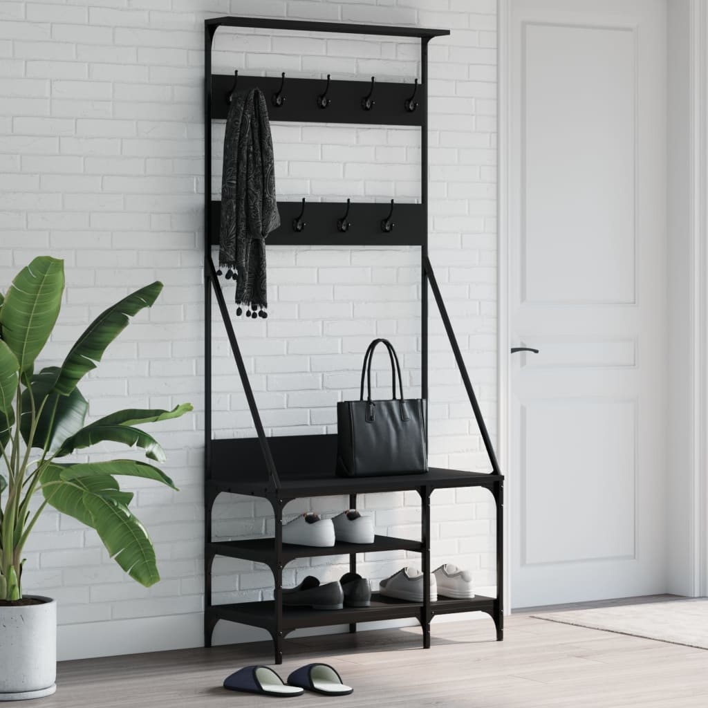 Klesstativ Med Skooppbevaring Svart 80X40X184 Cm