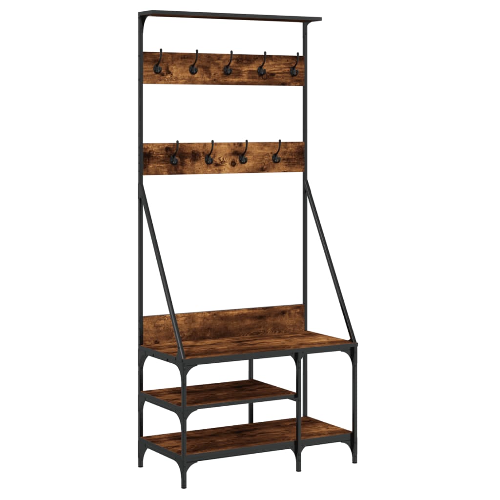 Klesstativ Med Skooppbevaring Røkt Eik 80X40X184 Cm