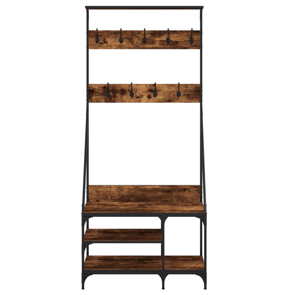 Klesstativ Med Skooppbevaring Røkt Eik 80X40X184 Cm