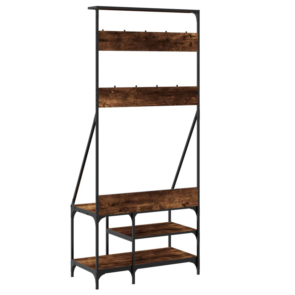 Klesstativ Med Skooppbevaring Røkt Eik 80X40X184 Cm