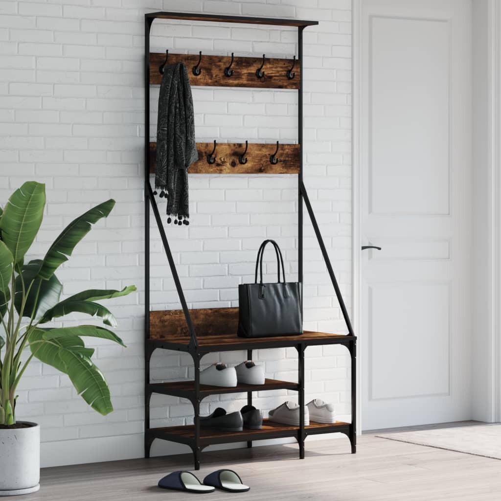 Klesstativ Med Skooppbevaring Røkt Eik 80X40X184 Cm