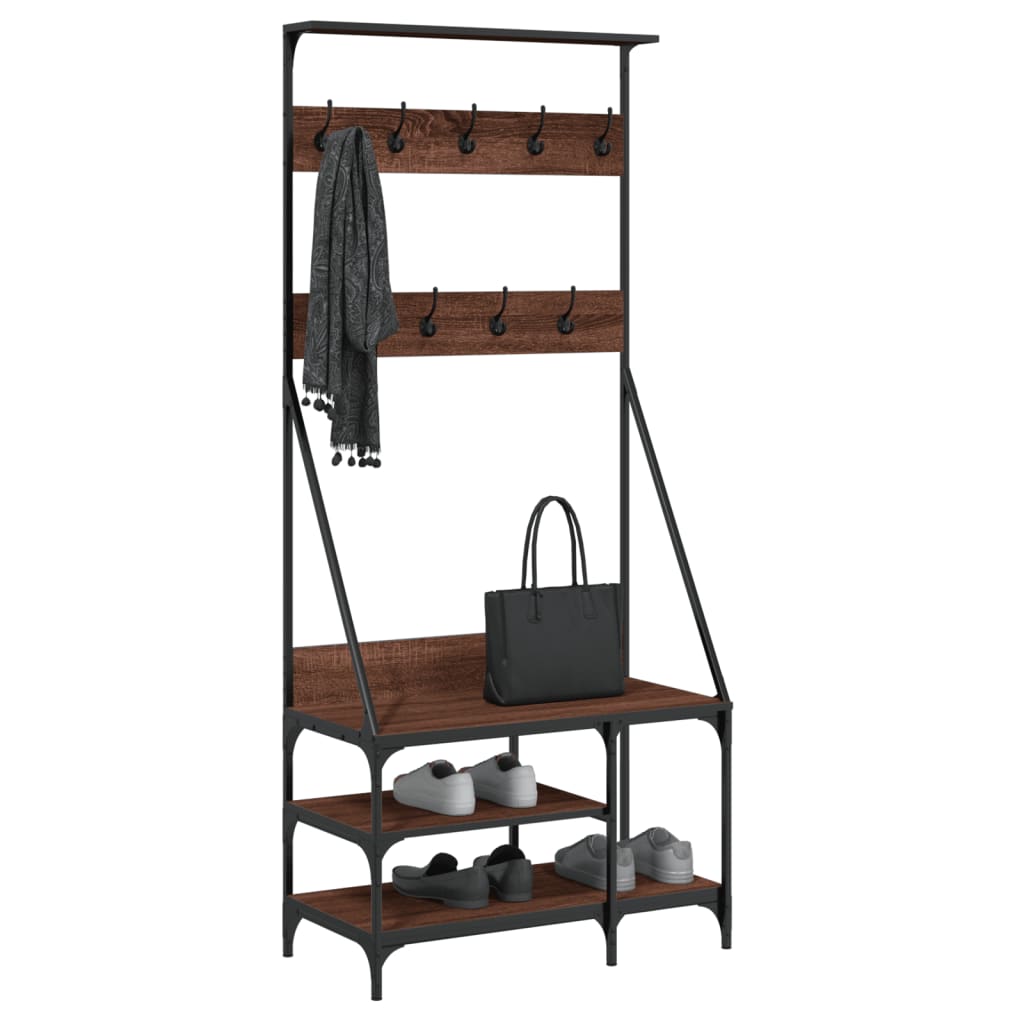 Klesstativ Med Skooppbevaring Brun Eik 80X40X184 Cm
