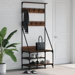 Klesstativ Med Skooppbevaring Brun Eik 80X40X184 Cm