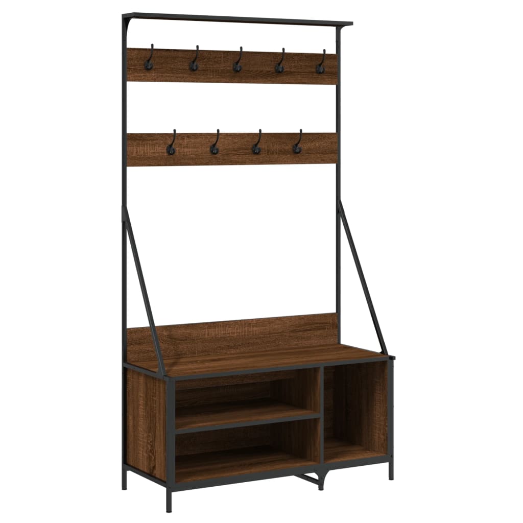 Klesstativ Med Skooppbevaring Brun Eik 100X41X184 Cm
