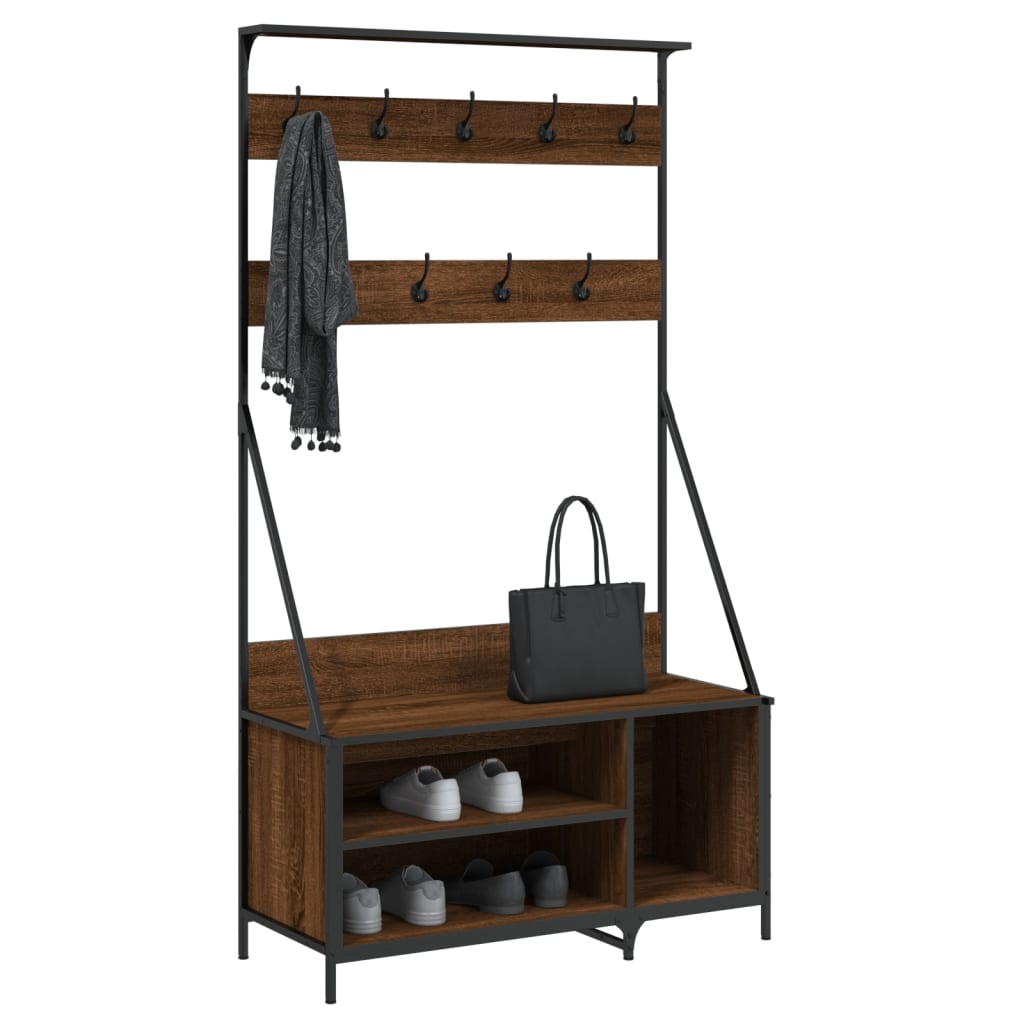 Klesstativ Med Skooppbevaring Brun Eik 100X41X184 Cm