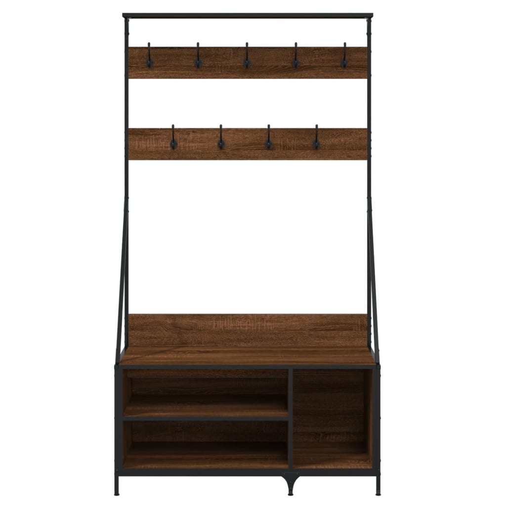 Klesstativ Med Skooppbevaring Brun Eik 100X41X184 Cm