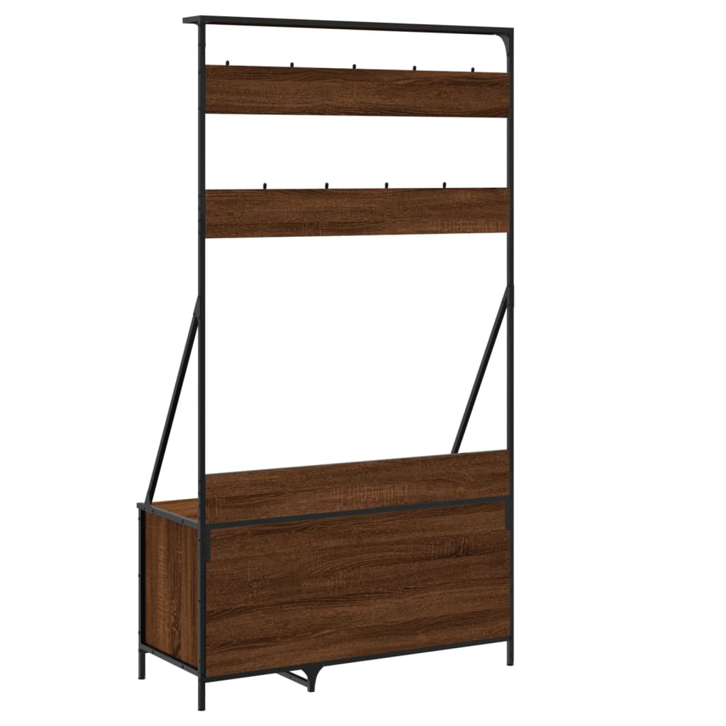 Klesstativ Med Skooppbevaring Brun Eik 100X41X184 Cm