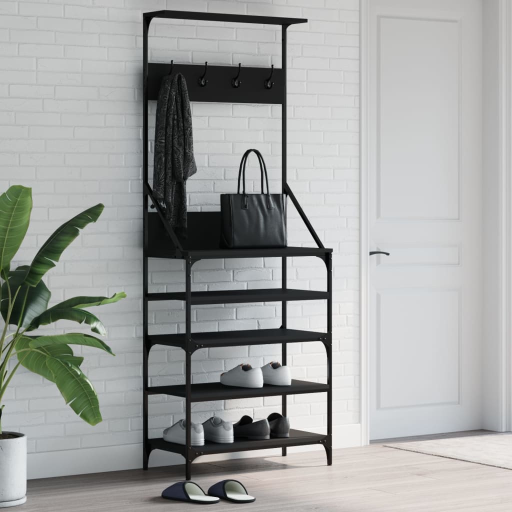 Klesstativ Med Skooppbevaring Svart 70X34X184 Cm