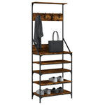 Klesstativ Med Skooppbevaring Røkt Eik 70X34X184 Cm