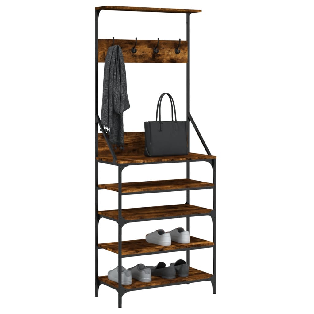 Klesstativ Med Skooppbevaring Røkt Eik 70X34X184 Cm