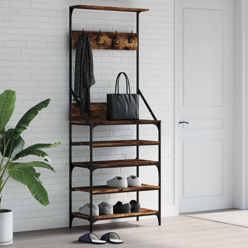 Klesstativ Med Skooppbevaring Røkt Eik 70X34X184 Cm