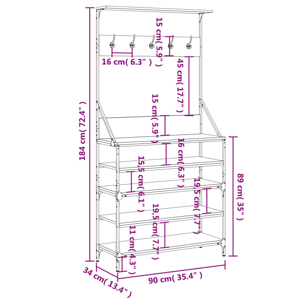 Klesstativ Med Skooppbevaring Svart 90X34X184 Cm