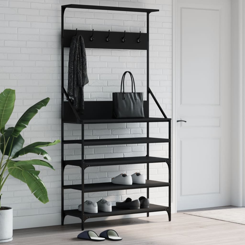 Klesstativ Med Skooppbevaring Svart 90X34X184 Cm