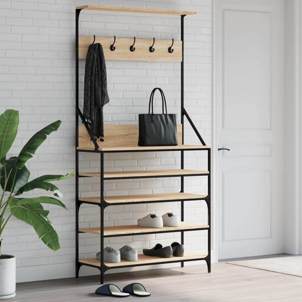 Klesstativ Med Skooppbevaring Sonoma Eik 90X34X184 Cm