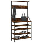 Klesstativ Med Skooppbevaring Røkt Eik 90X34X184 Cm