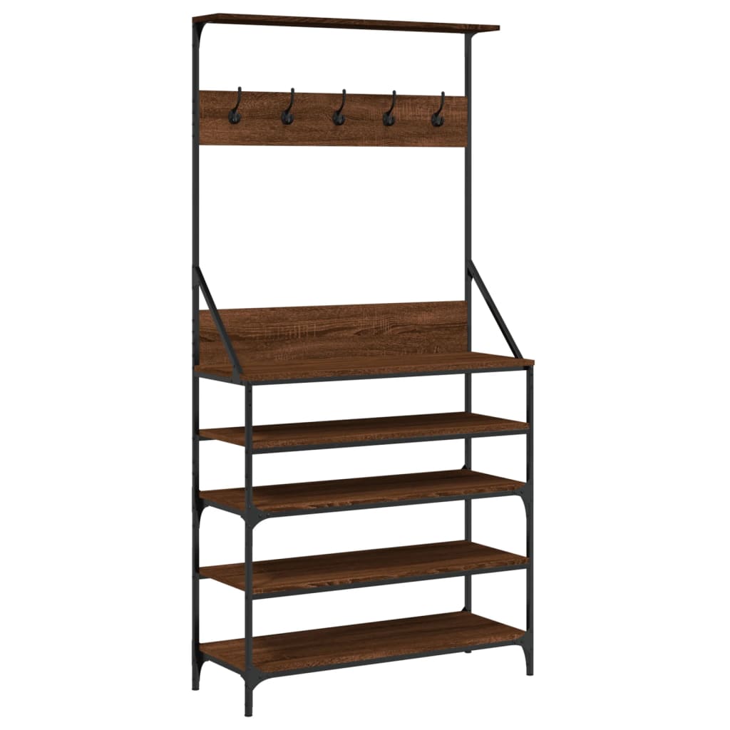 Klesstativ Med Skooppbevaring Brun Eik 90X34X184 Cm