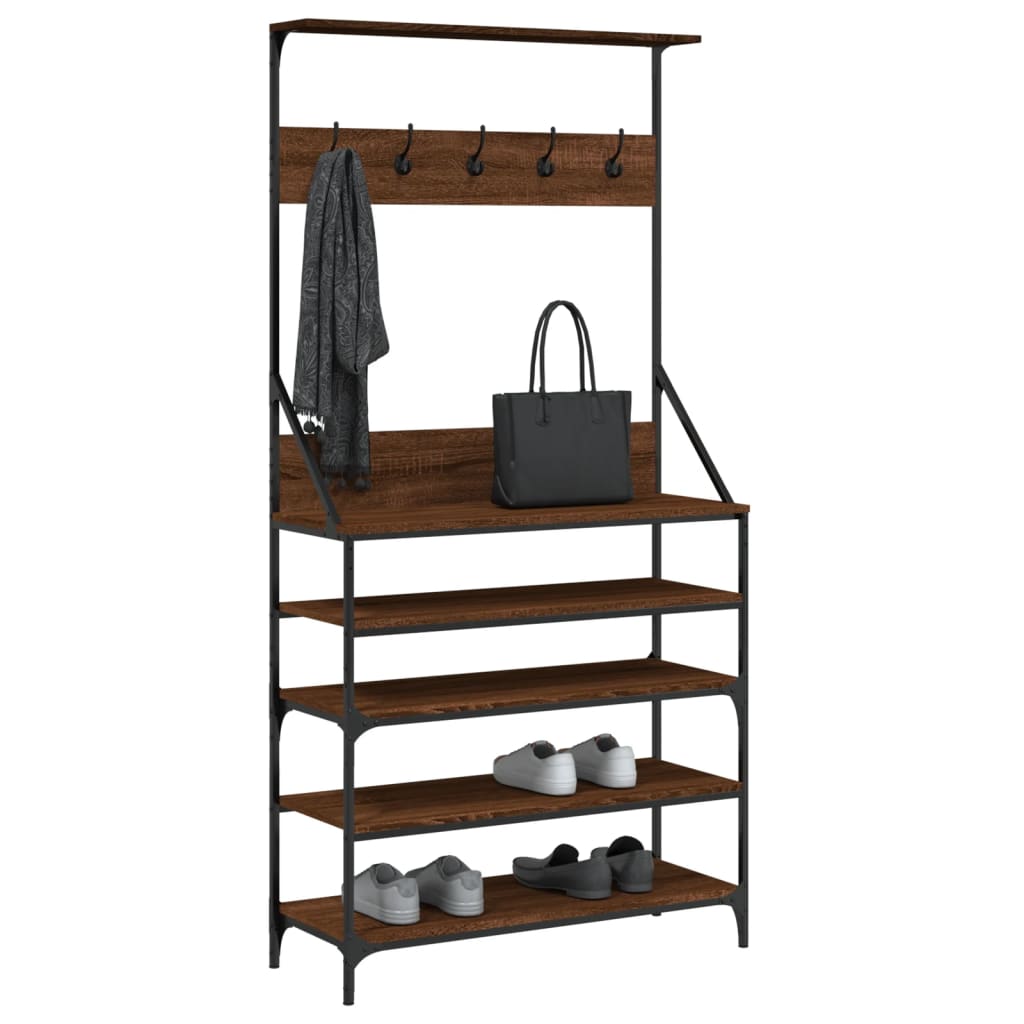 Klesstativ Med Skooppbevaring Brun Eik 90X34X184 Cm