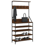 Klesstativ Med Skooppbevaring Brun Eik 90X34X184 Cm