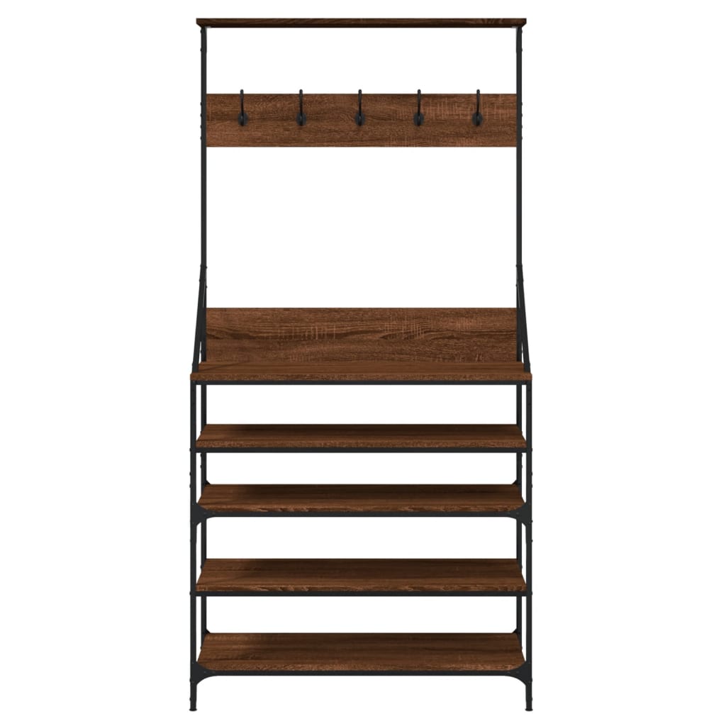 Klesstativ Med Skooppbevaring Brun Eik 90X34X184 Cm