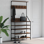 Klesstativ Med Skooppbevaring Brun Eik 90X34X184 Cm