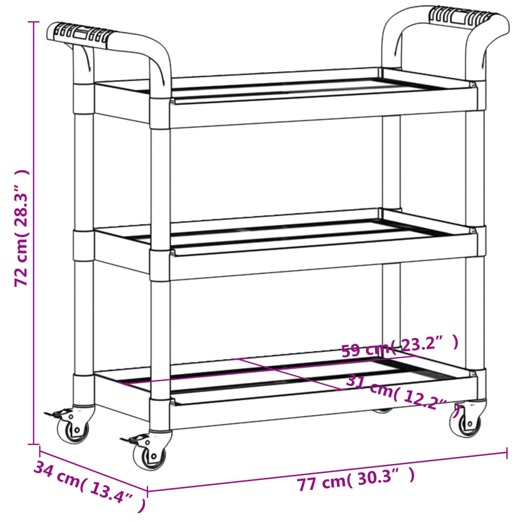 Tralle 3 Hyller Svart 77X34X72 Cm Aluminium
