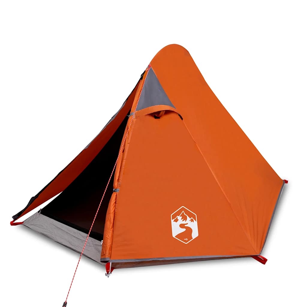 Kuppeltelt For Camping 2 Personer Grå Og Oransje Vanntett