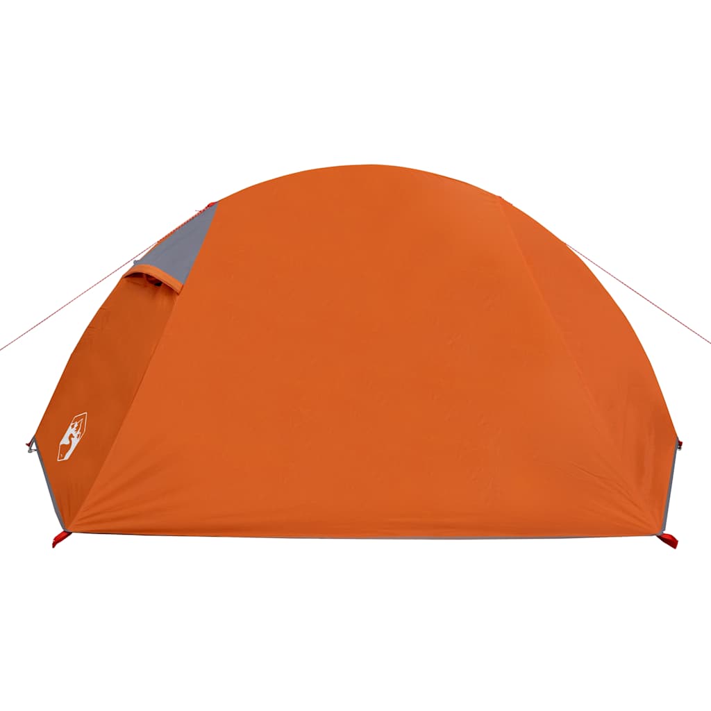 Kuppeltelt For Camping 2 Personer Grå Og Oransje Vanntett