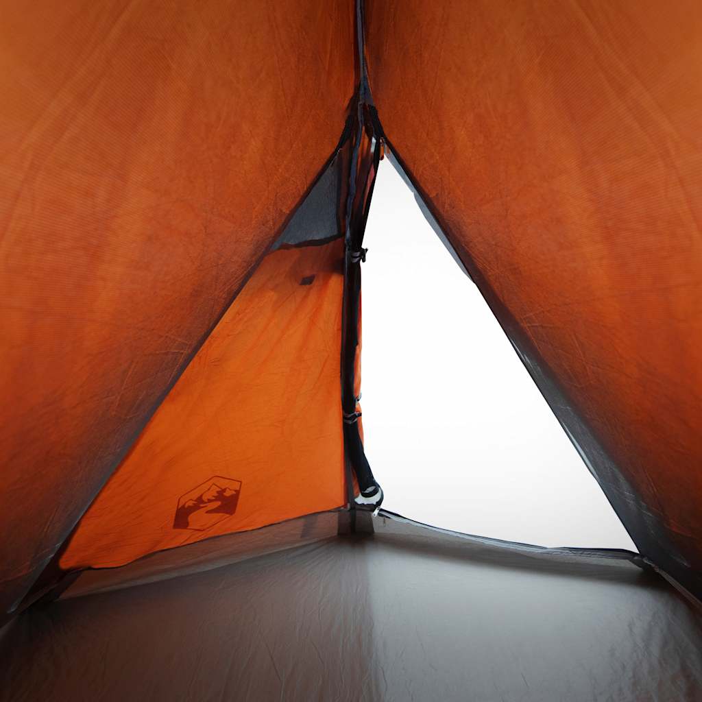 Kuppeltelt For Camping 2 Personer Grå Og Oransje Vanntett