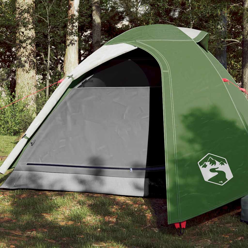 Kuppeltelt For Camping 3 Personer Grønn Vanntett