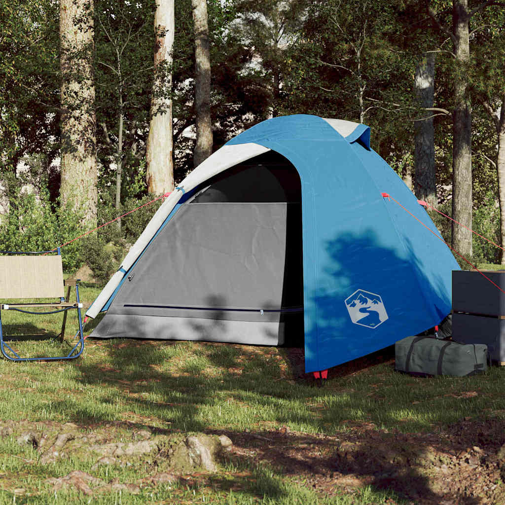 Kuppeltelt For Camping 3 Personer Blå Vanntett