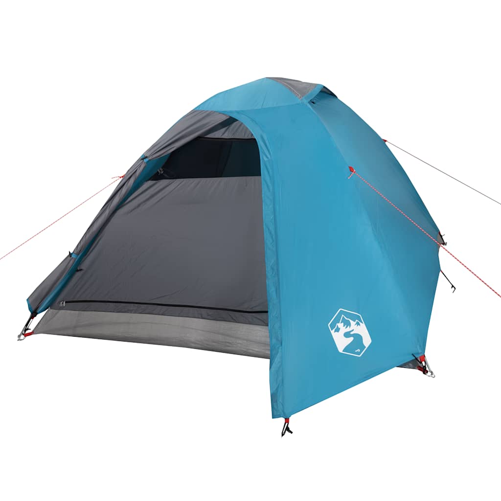 Kuppeltelt For Camping 3 Personer Blå Vanntett