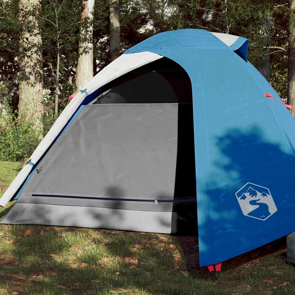 Kuppeltelt For Camping 3 Personer Blå Vanntett