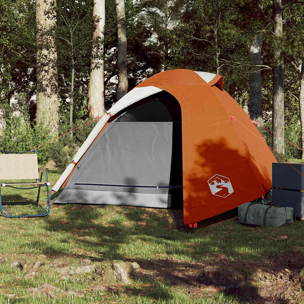 Kuppeltelt For Camping 3 Personer Oransje Vanntett