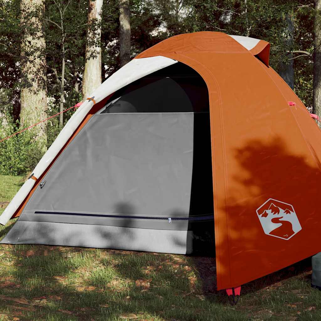 Kuppeltelt For Camping 3 Personer Oransje Vanntett
