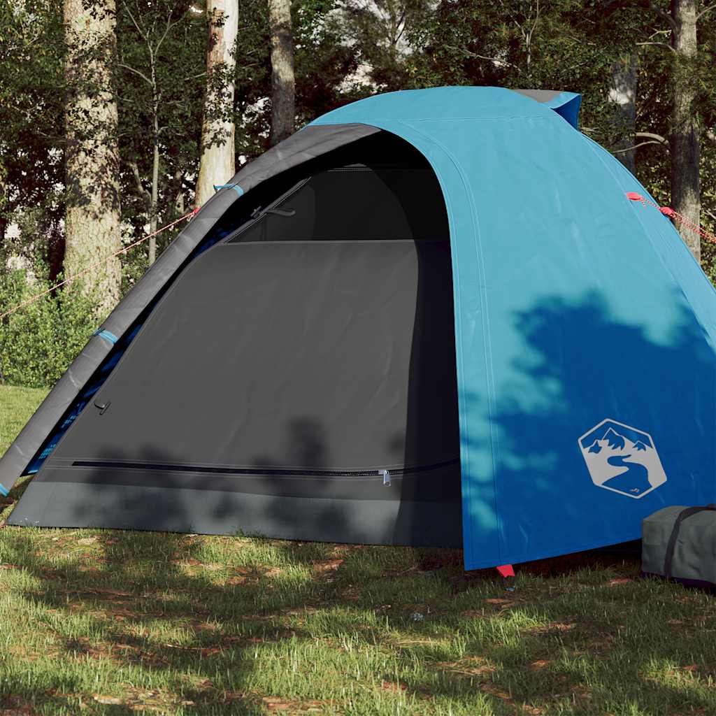 Kuppeltelt For Camping 4 Personer Blå Vanntett