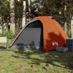 Kuppeltelt For Camping 4 Personer Grå Og Oransje Vanntett